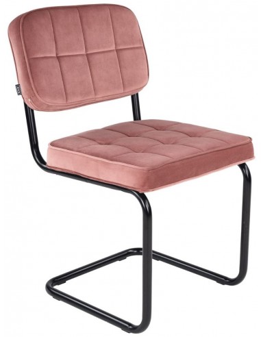 Ivy spisebordsstol i metal og velour H84 cm - Sort/Rosa