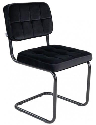 Ivy spisebordsstol i metal og velour H84 cm - Sort/Sort