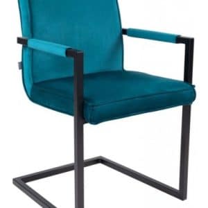 Jim spisebordsstol i metal og velour H90 cm - Sort/Blå