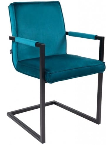 Jim spisebordsstol i metal og velour H90 cm - Sort/Blå