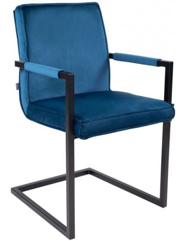 Jim spisebordsstol i metal og velour H90 cm - Sort/Mørkeblå