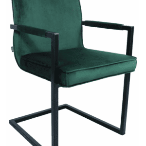 Jim spisebordsstol i metal og velour H90 cm - Sort/Mørkegrøn