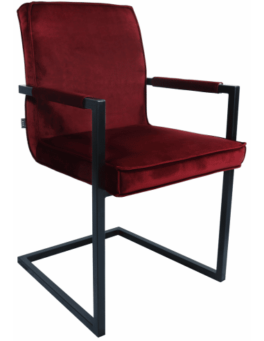 Jim spisebordsstol i metal og velour H90 cm - Sort/Mørkerød