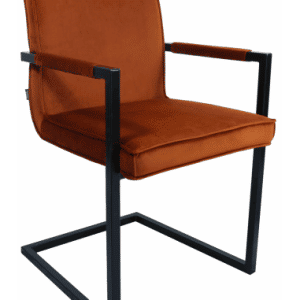 Jim spisebordsstol i metal og velour H90 cm - Sort/Orange