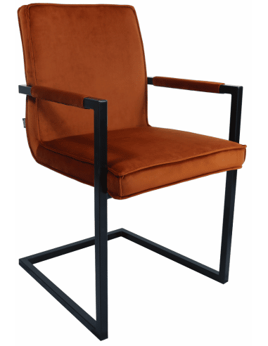 Jim spisebordsstol i metal og velour H90 cm - Sort/Orange