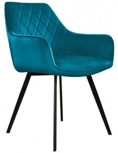 Karl spisebordsstol i metal og velour H86 cm - Sort/Blå