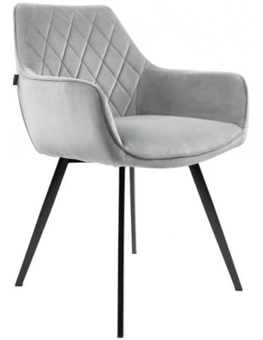 Karl spisebordsstol i metal og velour H86 cm - Sort/Grå