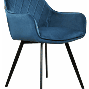 Karl spisebordsstol i metal og velour H86 cm - Sort/Mørkeblå