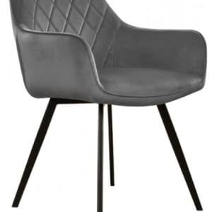 Karl spisebordsstol i metal og velour H86 cm - Sort/Mørkegrå