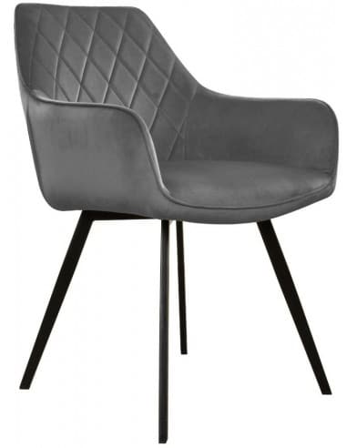 Karl spisebordsstol i metal og velour H86 cm - Sort/Mørkegrå