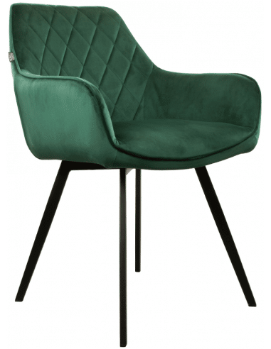 Karl spisebordsstol i metal og velour H86 cm - Sort/Mørkegrøn