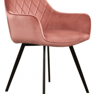Karl spisebordsstol i metal og velour H86 cm - Sort/Rosa