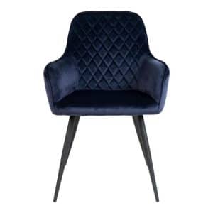 Spisebordsstol i blå velour med sorte ben HN1205 - 1001158