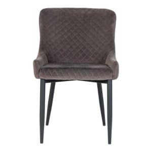 Spisebordsstol i grå velour med sorte ben - 1001232