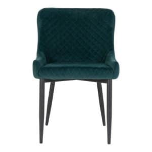 Spisebordsstol i grøn velour med sorte ben - 1001231