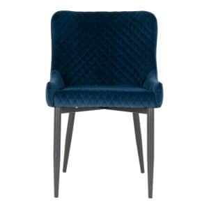 Spisebordsstol i mørkeblå velour med sorte ben - 1001230