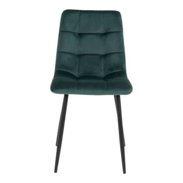 Spisebordsstol i mørkegrøn velour med sorte ben - 1001195
