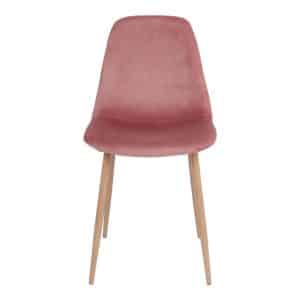 Spisebordsstol i rosa velour med ben i trælook HN1214 - 1001122