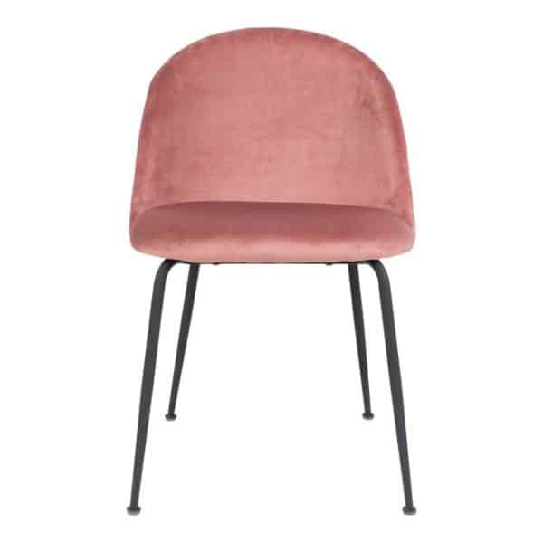 Spisebordsstol i rosa velour med sorte ben HN1214 - 1001255