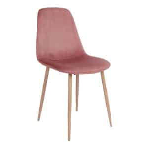Stockholm Spisebordsstol i rosa velour og træben