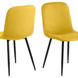 ACT NORDIC Delmy spisebordsstol - karry polyester fløjl og sort metal