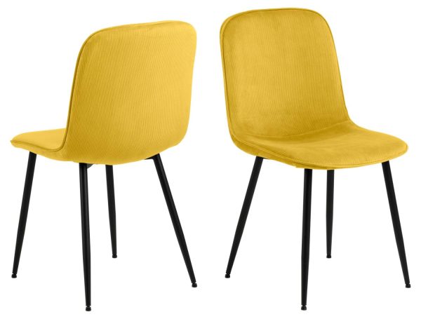 ACT NORDIC Delmy spisebordsstol - karry polyester fløjl og sort metal