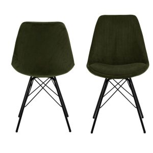 ACT NORDIC Eris spisebordsstol - grøn fløjl og sort metal
