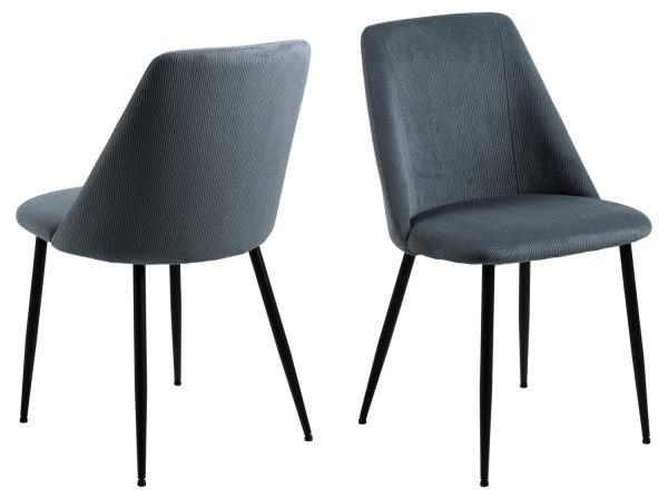 ACT NORDIC Ines spisebordsstol - grå polyester fløjl og sort metal