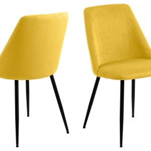 ACT NORDIC Ines spisebordsstol - karry polyester fløjl og sort metal