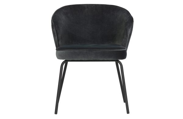 BEPUREHOME Admit spisebordsstol - stålblå fløjl polyester og sort metal