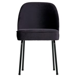 BEPUREHOME Vogue spisebordsstol - blæk mørkeblå fløjl polyester og sort metal
