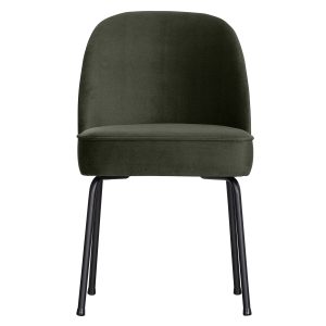 BEPUREHOME Vogue spisebordsstol - mørkegrøn fløjl polyester og sort metal