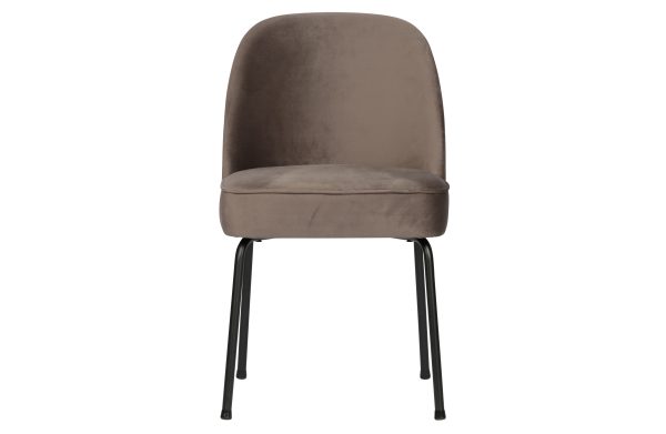 BEPUREHOME Vogue spisebordsstol - nougatfarvet fløjl polyester og sort metal