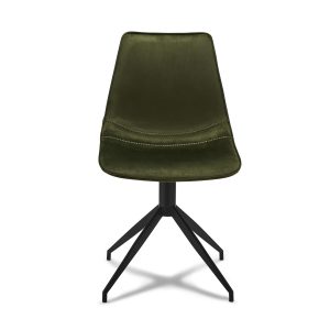Isabel spisebordsstol, u. armlæn, m. drejefunktion - grønt fløjl m. sort stel