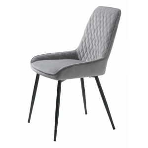 UNIQUE FURNITURE Milton spisebordsstol - grå polyester fløjl og sort metal