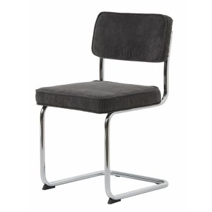 UNIQUE FURNITURE Rupert spisebordsstol - grå cordoroy polyester fløjl og krom metal