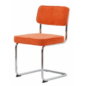 UNIQUE FURNITURE Rupert spisebordsstol - orange cordoroy polyester fløjl og krom metal