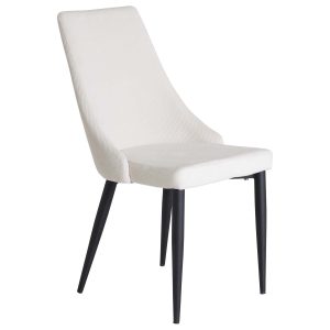 VENTURE DESIGN Leone spisebordsstol, m. armlæn - beige fløjl og sort metal