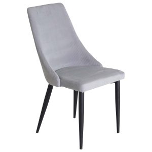 VENTURE DESIGN Leone spisebordsstol, m. armlæn - lysegrå fløjl og sort metal