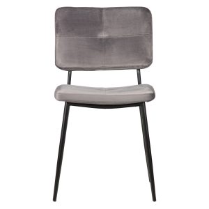 WOOOD Kaat spisebordsstol - antracitgrå polyester fløjl og sort metal