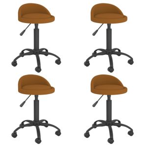 Drejelige spisebordsstole 4 stk. fløjl brun