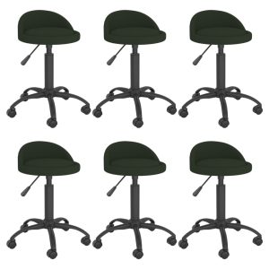Drejelige spisebordsstole 6 stk. fløjl mørkegrøn
