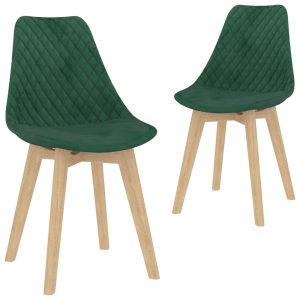 Spisebordsstole 2 stk. fløjl mørkegrøn