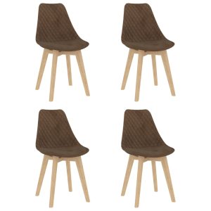 Spisebordsstole 4 stk. fløjl brun