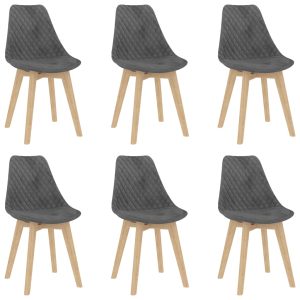 Spisebordsstole 6 stk. fløjl grå