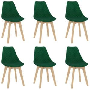 Spisebordsstole 6 stk. fløjl mørkegrøn