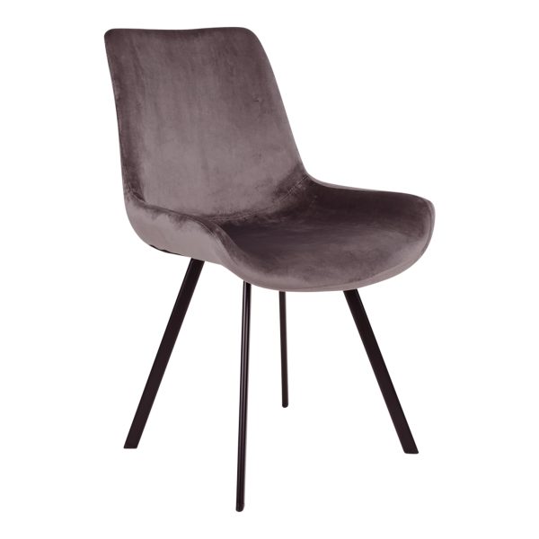 2 x Memphis Spisebordsstole - Spisebordsstol i velour, grå med sorte ben