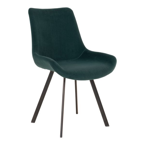 2 x Memphis Spisebordsstole - Spisebordsstol i velour, grøn med sorte ben