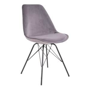2 x Oslo Spisebordsstole - Spisebordsstol i velour, grå med sorte ben