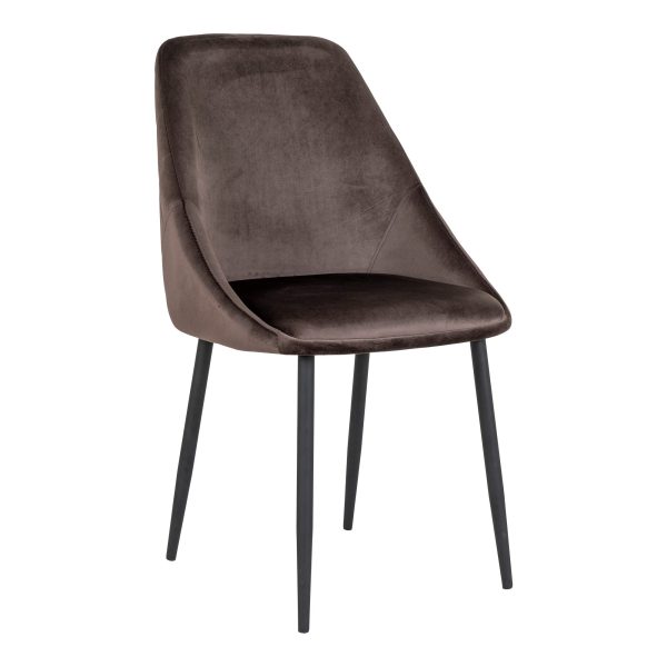 2 x Porto Spisebordsstole - Spisebordsstol i velour, mushroom med sorte ben